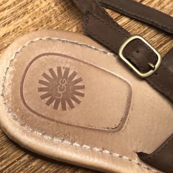 UGG Brown Laser Cut Thong Flip Flops Size 9 - Picture 7 of 8